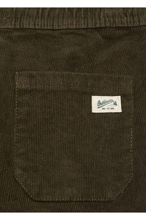 Beli elastik fitilli kadife pantolon - 4