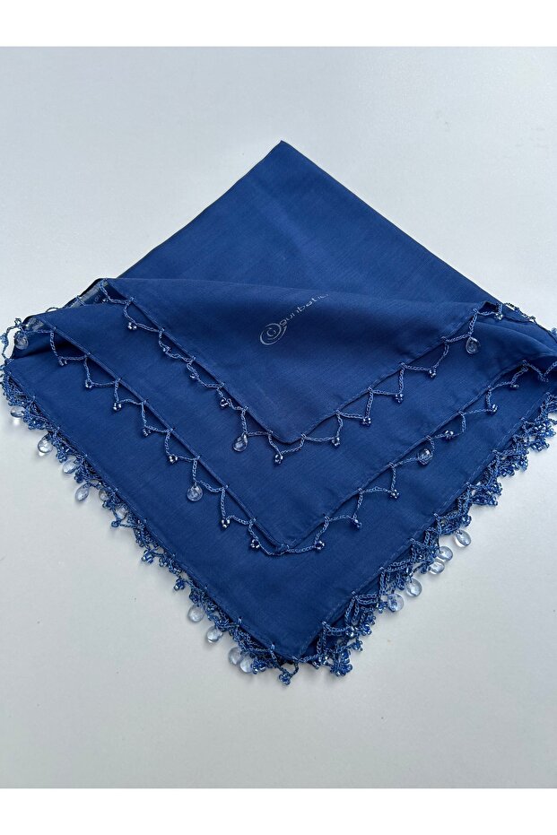 Handcrafted Hand Embroidered Solid Color Scarf Writing Yemeni Dowry Gift 100X100Cm
