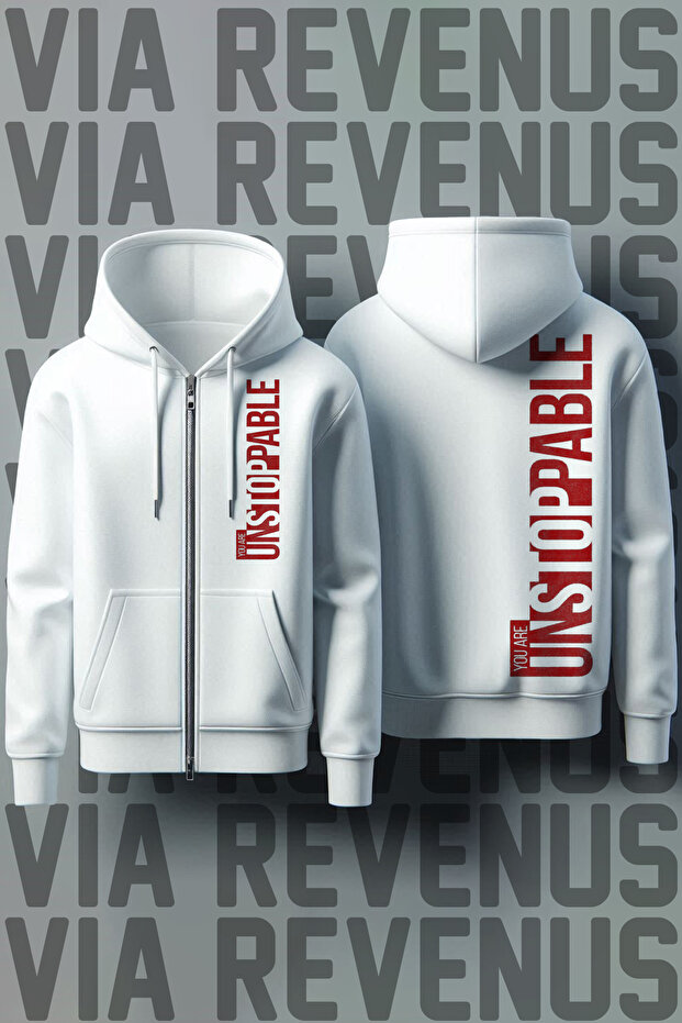You Are Unstoppable Front and Back Printed Unisex Zippered Hooded Sweatshirt Cardigan