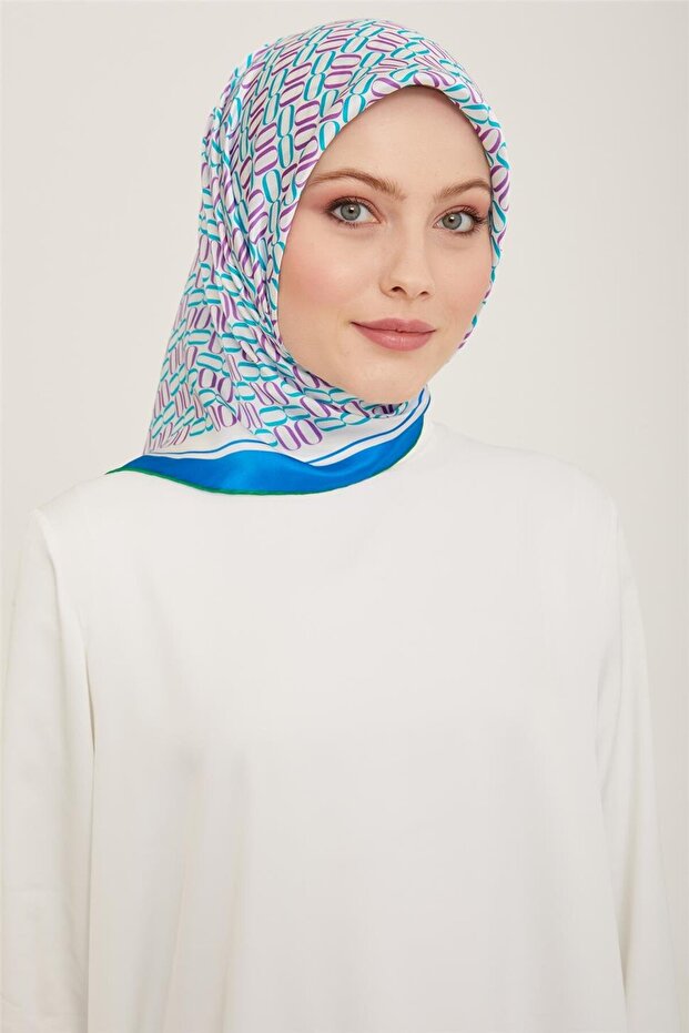 وشاح كلاسيكي منقوش تويل حرير 24Ya9149 8 35