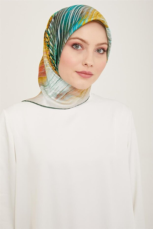 بنقشة مجردة تويل حرير وشاح 24Ya9143 7 83