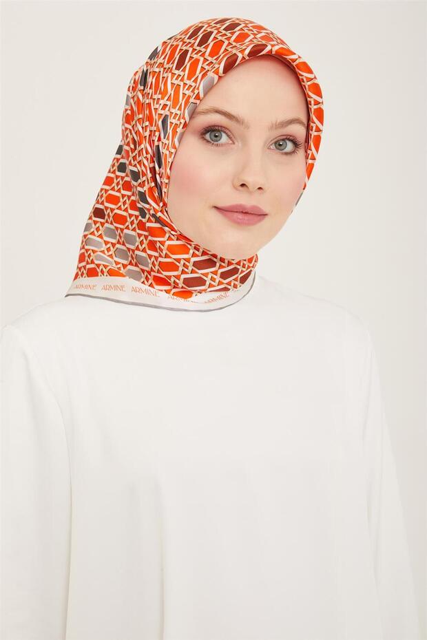 Geometric Patterned Twill Silk Scarf 24Ya9144 37 37