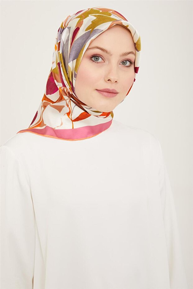 Floral Print Twill Silk Scarf 24Ya9153 52 52
