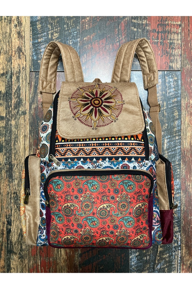 حقيبة ظهر بتصميم بوهيمي عرقي مقاومة للماء - 1