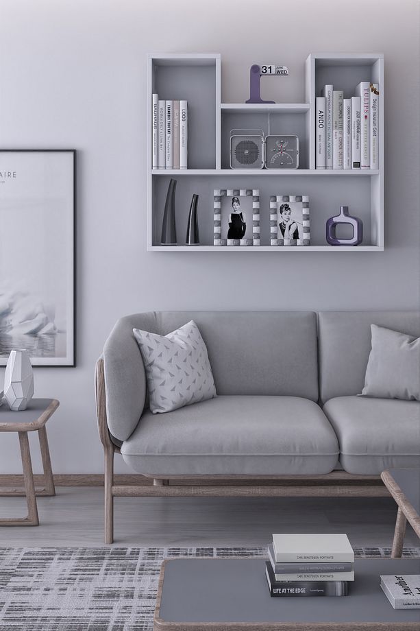 Duvara Monte 5 Bölmeli Raflı Modern Kitaplık Raf - 2