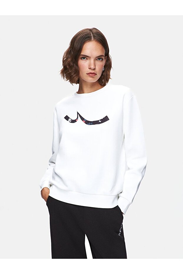 Sıgn Baskılı Bej Sweatshırt - 2