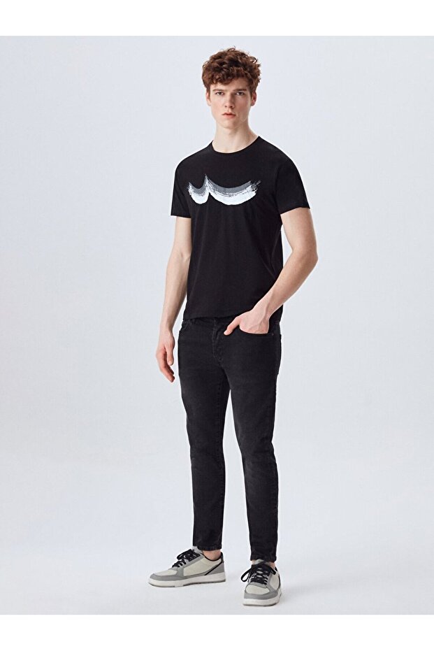 Logolu Siyah T-shırt - 1