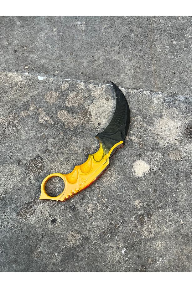 Sarı Kırmızı CS Go Karambit Modeli - Dekoratif Oyun Modeli - 2