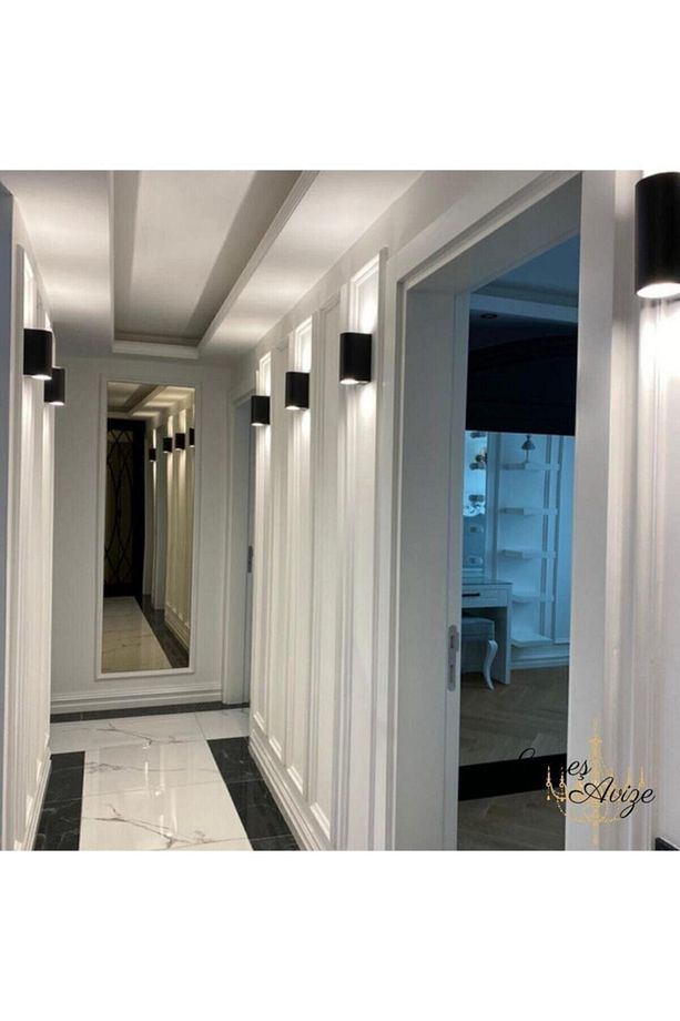 Full Reyon Siyah Çift Yönlü Aplik Iç Ve Dış Mekan Apliği, Bahçe Duvar Apliği, Salon, Balkon Apliği - 2