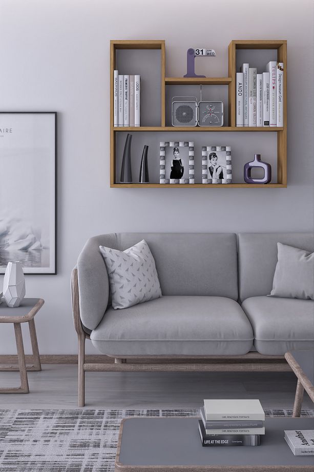 Duvara Monte 5 Bölmeli Raflı Modern Kitaplık Raf - 3