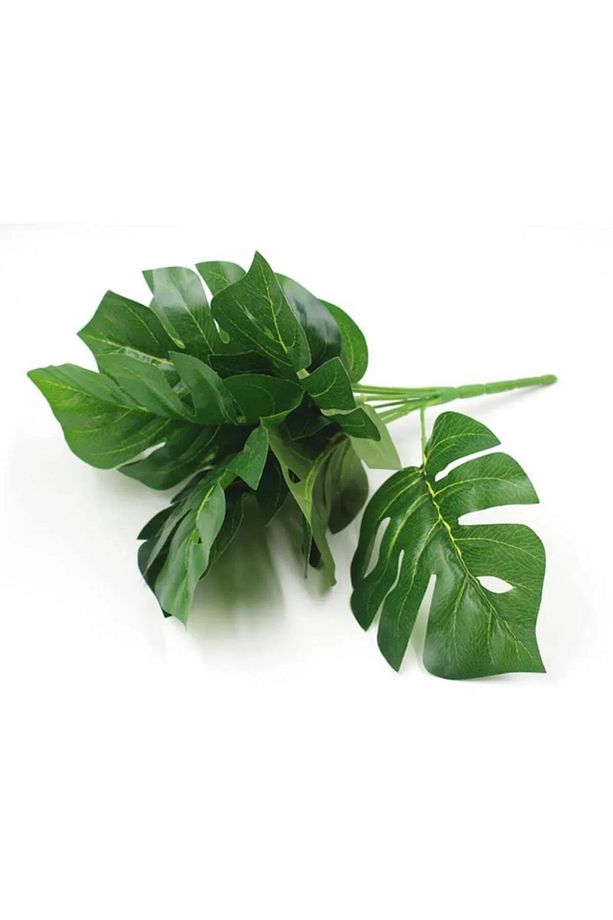 Yapay Çiçek Demet Monstera 35cm 5 Dal 10 Yaprak Yapay Bitki Dekoratif Vazo Çiceği - 2