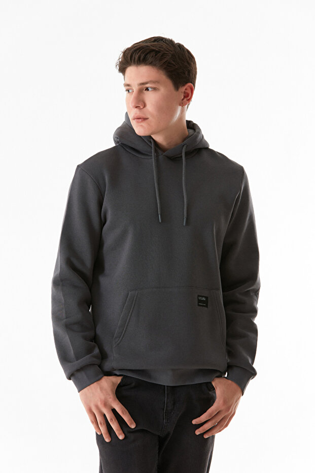 Basic-Kapuzenpullover mit Kängurutasche - 1