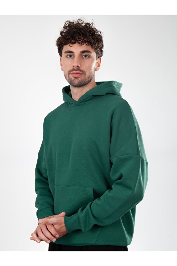 Basic Erkek Oversize Hoodie - 3
