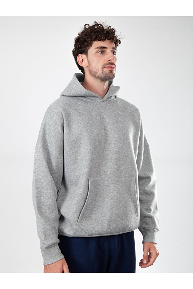 Basic Erkek Oversize Hoodie - 3