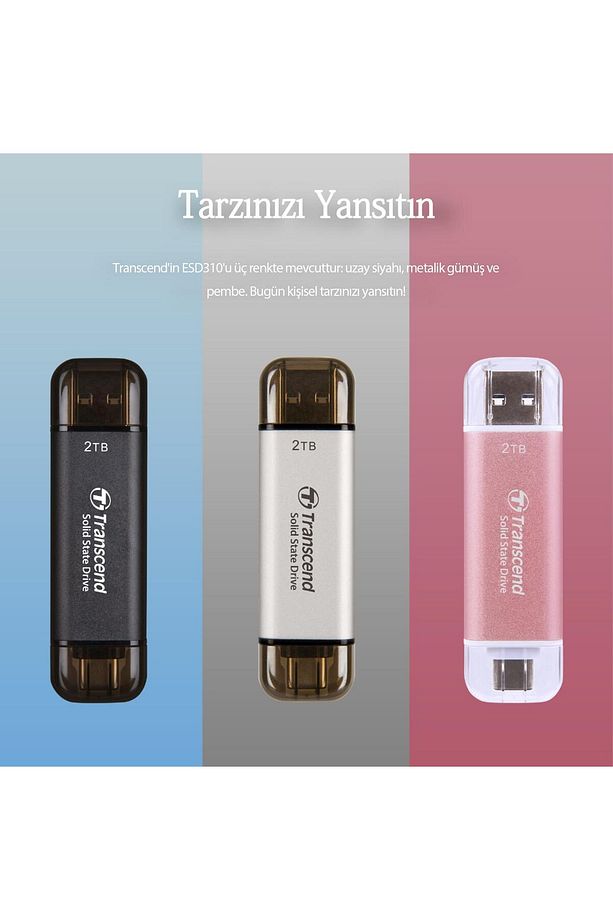 TS1TESD310P 1TB USB/Type-C 10Gbps Taşınabilir Harici SSD - Pembe - 7