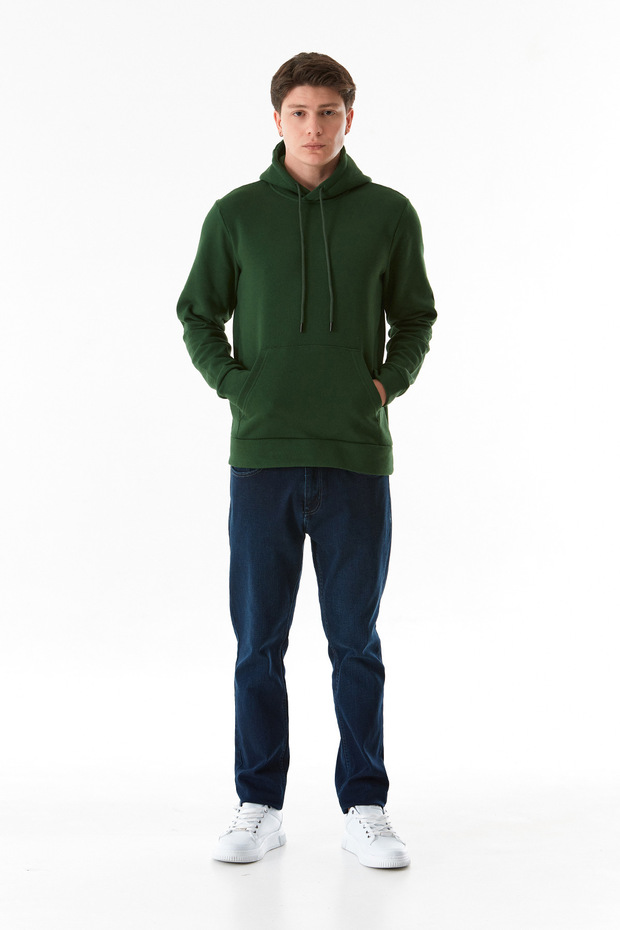 3 Thread Basic Kangaroo Pocket Hooded Sweatshirt - 6
