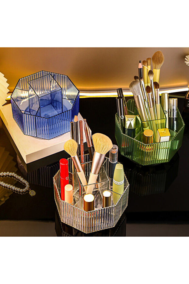 1 Pcs Multifunction Rotating Makeup Brush Storage Box Lipstick Storage Rack Desktop Large Capacity... - 3