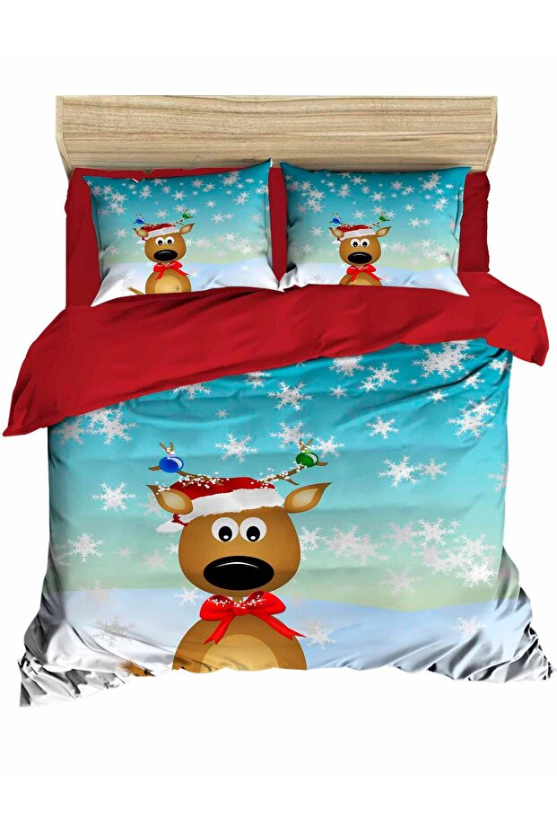 New Year's Digital Deer Snowflake and Duvet Cover Set