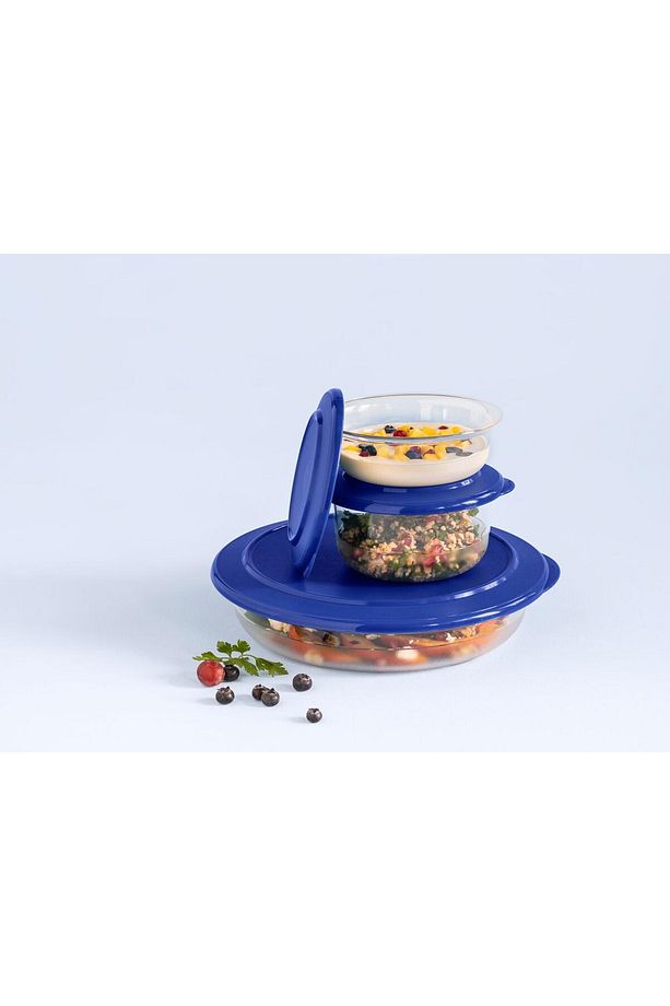 Kristalin Kase ve Servis Tabağı Set Gece Mavisi 1,3L -450 ml-275 ml - 3