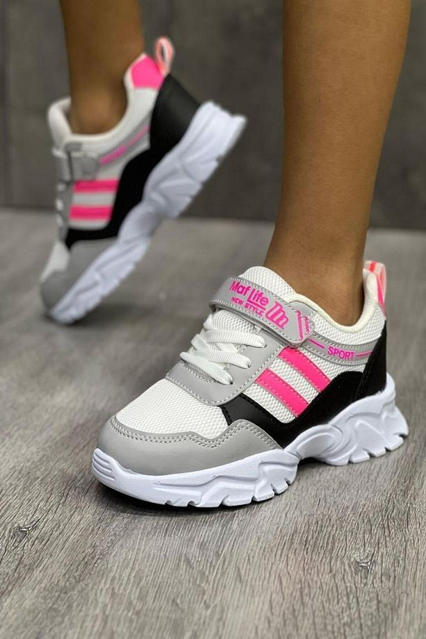 Lastikli Cırtlı Yumuşak Esnek Hafif Nefes Alabilen Unisex File Çocuk Sneaker Spor Ayakkabı - 1