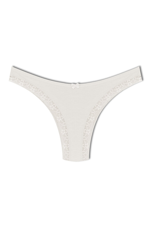 Cotton Front Leg Lace Detailed Brazilian Women's Panties