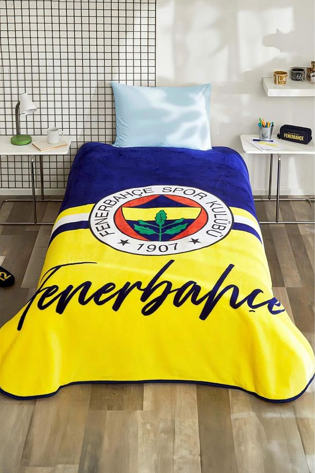 Fenerbahçe Sarı Lacivert Lisanslı Tek Kişilik Battaniye - 1