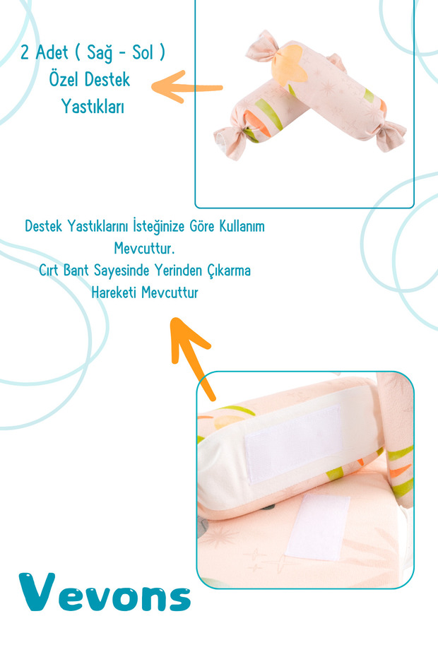 Bebek Reflü Yatağı, Fermuarlı, Yıkanabilir Kılıf, Özel Üretim, %100 Pamuk Kumaş - 3