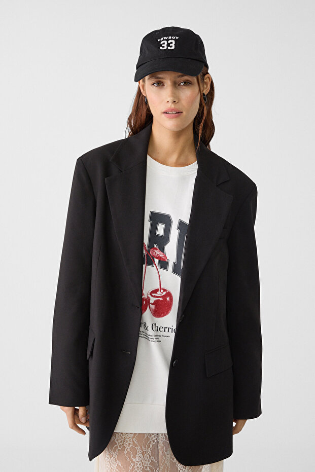 Oversize blazer with pockets - 1