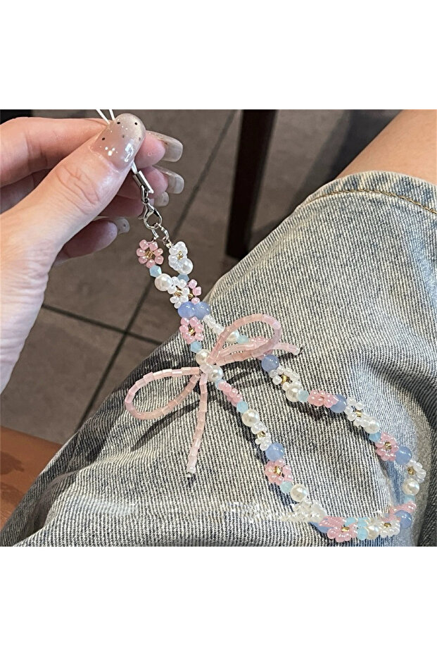 Other Other Girl's Sweet Phone Hanging Rope Bow Beaded Bracelet Pendant CCD Camera Pendant Accessori