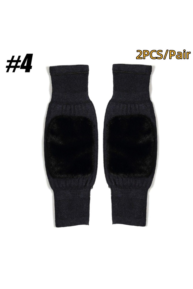 1Pair Black 1Pair Unisex Cashmere Wool Knee Brace Pads Winter Windproof Leg Warmers Thicken Lengthen