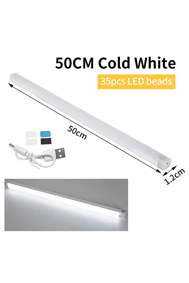 50cm cold white Motion Sensor Light Wireless Rechargeable LED Night Light Closet Cabinet Wardrobe La