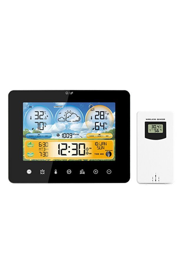 Sunrise and Sunset Weather Station Multi-function Alarm Clock Thermometer Hygrometer Touch Screen... - 1