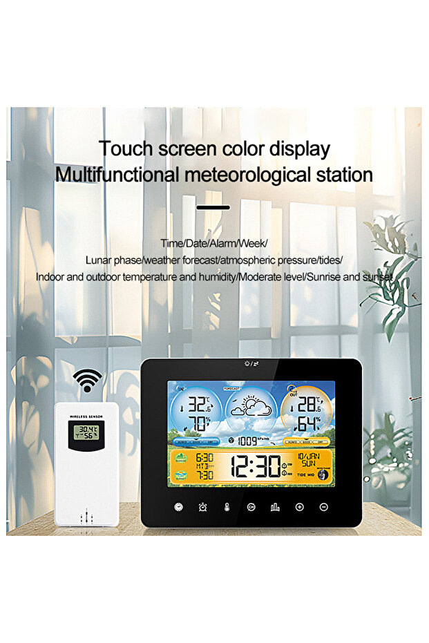 Sunrise and Sunset Weather Station Multi-function Alarm Clock Thermometer Hygrometer Touch Screen... - 4