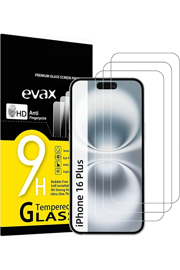 3 عبوات من واقي الشاشة الزجاجي المقوى المتوافق مع هاتف iPhone 16 Plus (عبوة من 3 قطع) - 1