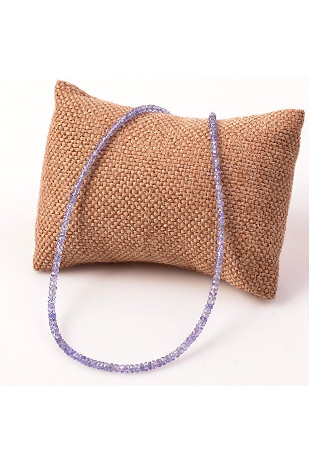 Tanzanite Stone Silver Necklace - 3 mm