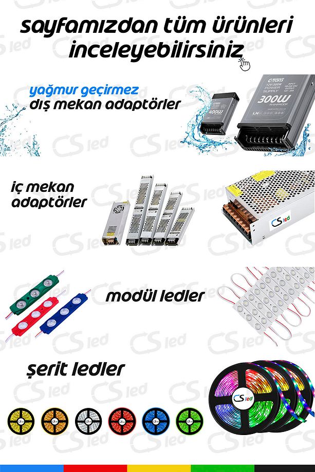 RGB LED Modül 0.72W, DC12V, IP65 Su Geçirmez, Yapışkanlı, Reklam ve Dekoratif Işık - 20 Adet - 8