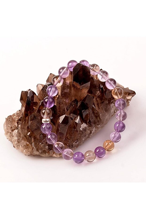 Ametrine Stone Bracelet - 8 mm (Silver Apparatus)