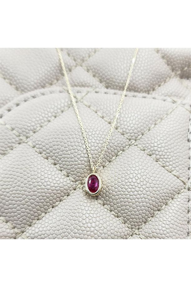1.05 Karat Ruby Taşlı Tasarım Modern Gümüş Kolye-ruby Taşlı Tasarım Hediye 925 Ayar Gümüş Kolye - 6