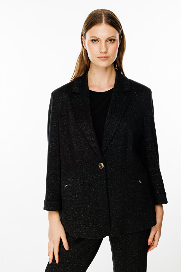 Simli Kumaşlı Ceket - 1