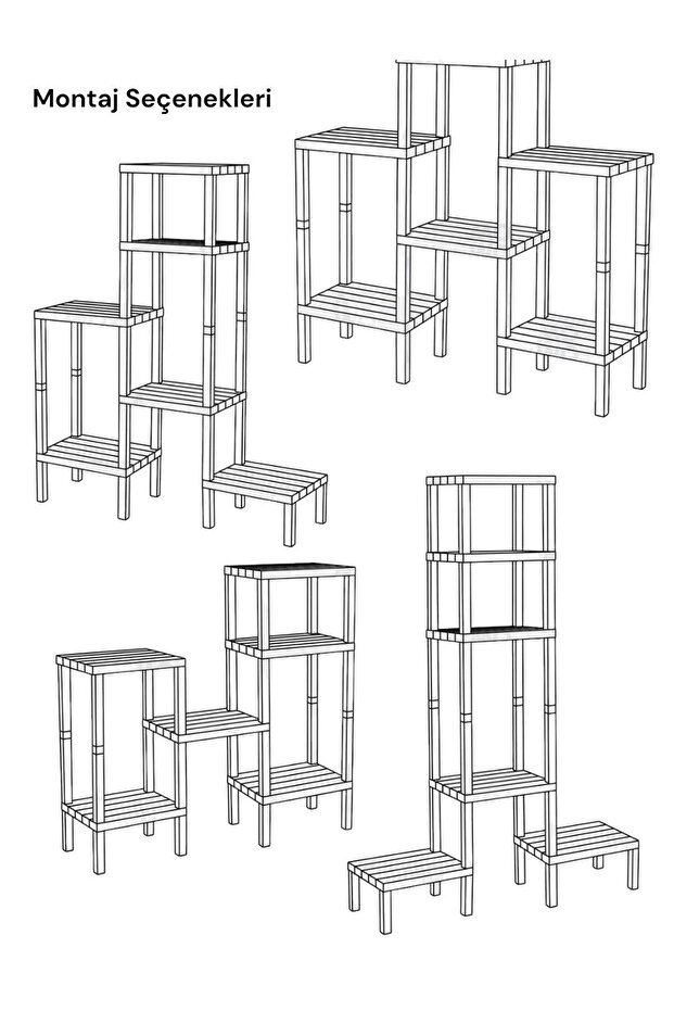 Shelf Piramit 6 Lı Beyaz Raf Ünitesi Çiçeklik, Banyo, Mutfak Rafı, Ayakkabılık, Kitaplık Modüler - 5