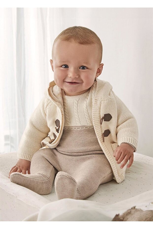 Baby Boy Knitwear Lined Cardigan Cream 2303