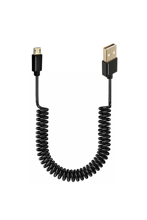 كابل محول حلزوني قابل للتمديد من BSN بطول 1 متر، منفذ مايكرو USB 5pin ذكر إلى USB 2.0 ذكر