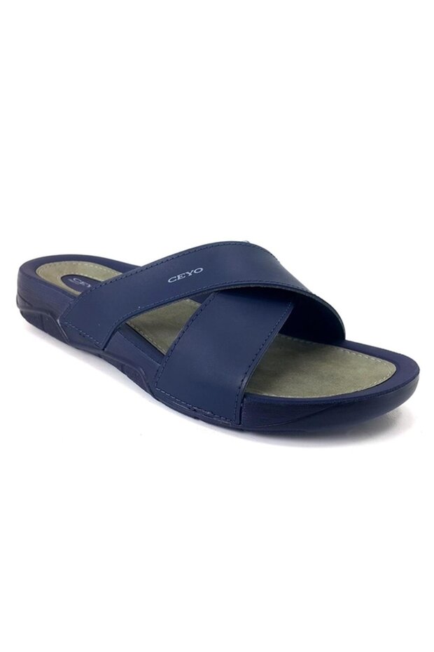 9877 23Yt Anatomical Men's Slippers Navy Blue