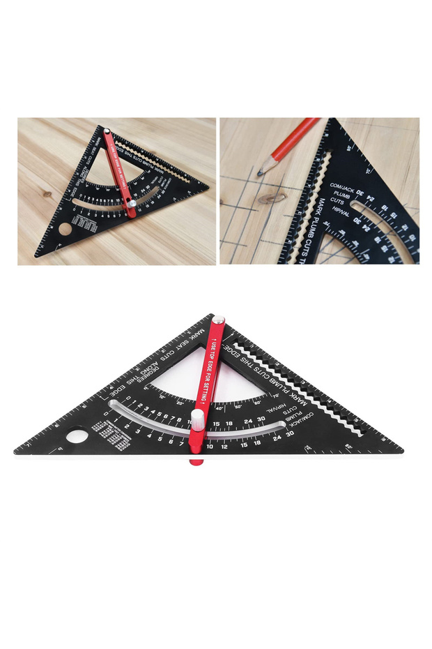 مسطرة مثلثة للنجارة مقاس 7 بوصة قابلة للتعديل متعددة الوظائف لتخطيط النجارة أداة مربعة للنجارة... - 2