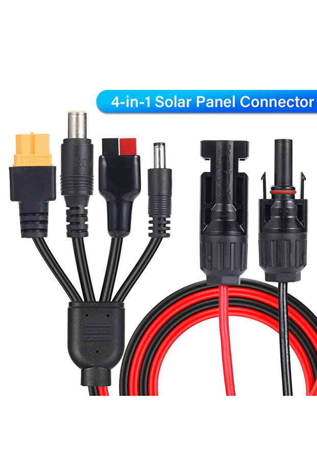 Line Connector 4-in-1 solar panel connector to XT60/DC5521/DC7909 Solar Panel Extension Cable 12AWG