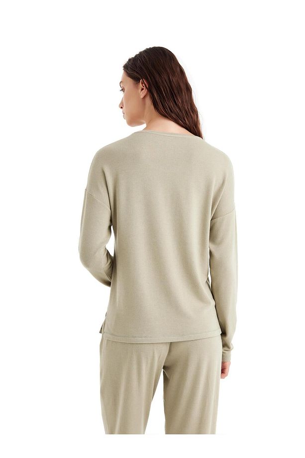 Kadın Uzun Kol Yeşil Modal-Yün Pijama Takım C0T6N4O06-61 - 3
