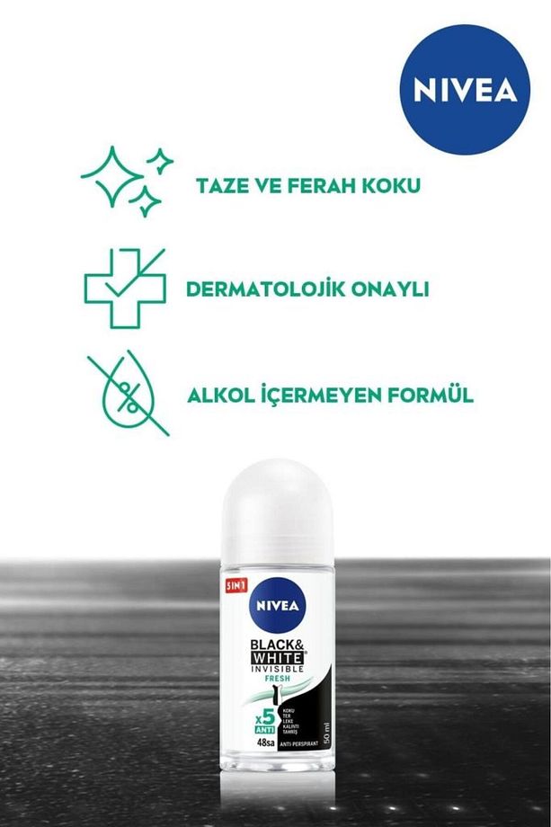 Kadın Rollon Deodorant Black & White Invisible Fresh 50ml, 48 Saat Anti-perspirant Koruma - 4