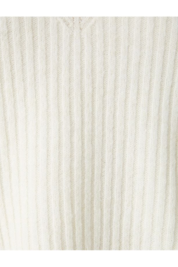Yumuşak Dokulu Uzun Kollu Basic V Yaka Oversize Triko Kazak - 6