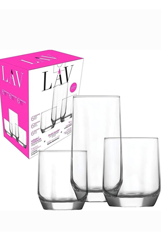 Lava 18 Piece Diamond Soft Drink Cup Set