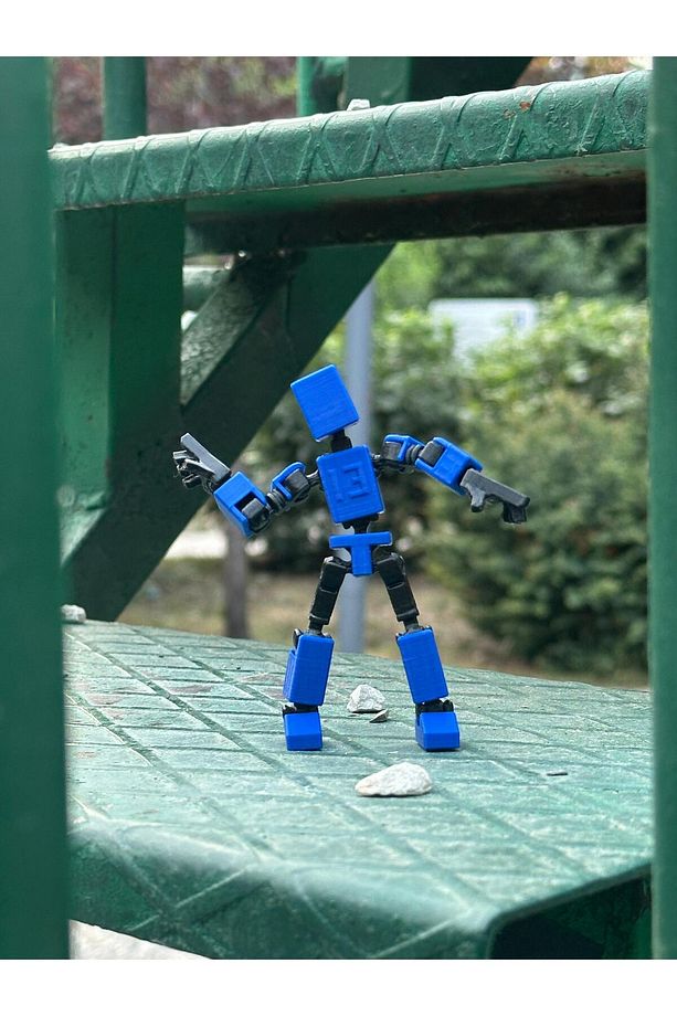 Hareketli Mini 13 Robot Oyuncak 8 Cm - Mavi Siyah 1 Adet - 5
